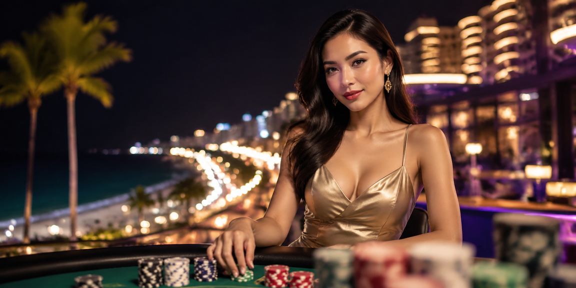 Người dùng chơi game bài tại bãi biển Mũi Né với giao diện tiếng Việt